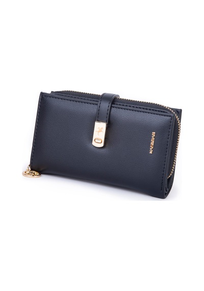 Nas Bag Kadın Orta Boy Kartlık Kağıt Para Ve Bozuk Para Tasarımına Sahip Siyah Dona 16x9 Cm Siyah