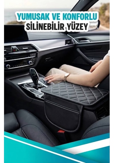 Honda E Uyumlu Cepli Deri Kolçak Minderi Koruyucu Örtü Siyah Deri Beyaz Dikiş