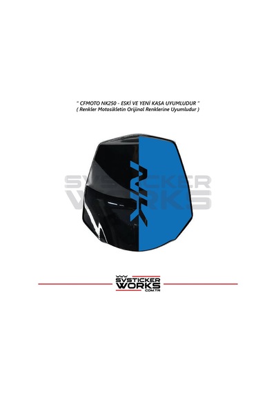Cfmoto 250nk Siper Sticker Siperlik Tur Camı Sticker Nk Yazılı Etiket Mavi