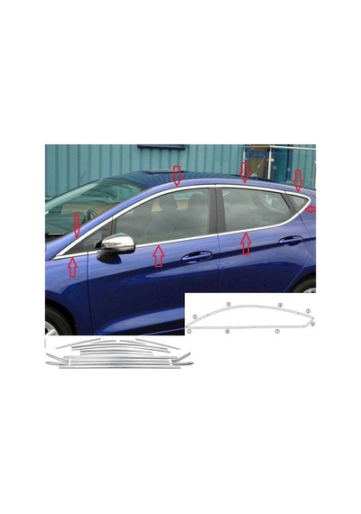 Ford Fiesta 2009 2017 Cam Çıtası Krom