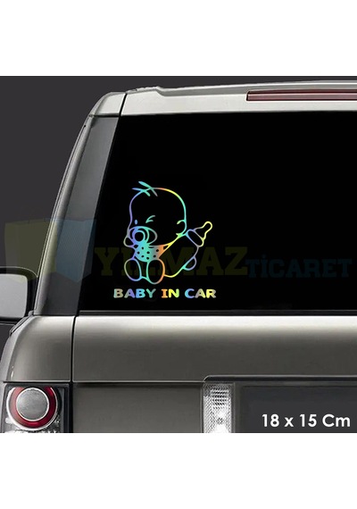 Biberonlu Arabada Bebek Var Baby On Board Hologram Oto Sticker