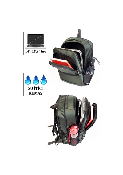 Case Club Körüklü Notebook Laptop Sırt Çantası 14""-15,6" İnç Su İtici Kumaş Antrasit