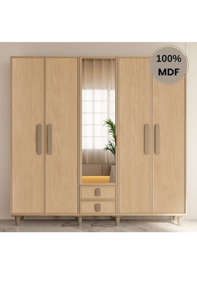 Karanfil 5 Kapak Mdf Ayaklı Tasarım Gardırop Rota