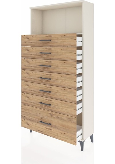 Arges Dolap Tek Raflı 7 Çekmeceli 88x30x182 Aytaşı-çam Aytaşı