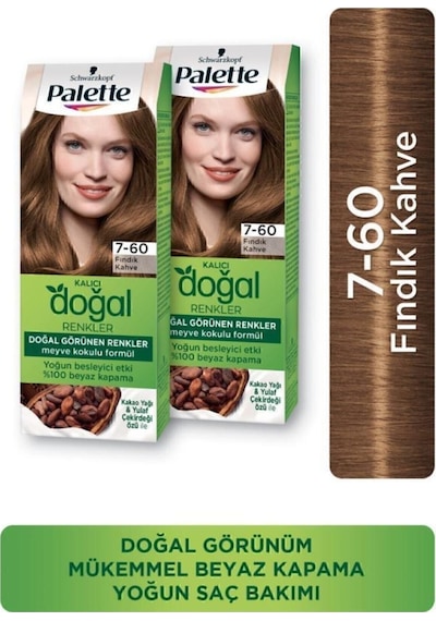 Palette Kalıcı Doğal Renkler Saç Boyası 7-60 Fındık Kahve X 2 Adet
