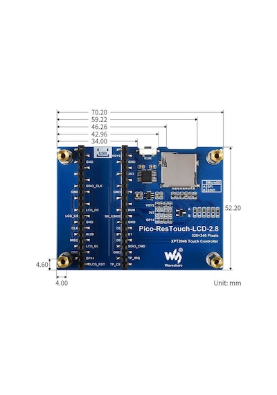 Raspberry Pi Pico 2.8İnç Dokunmatik Ekran Modülü - 262K Colors, 3