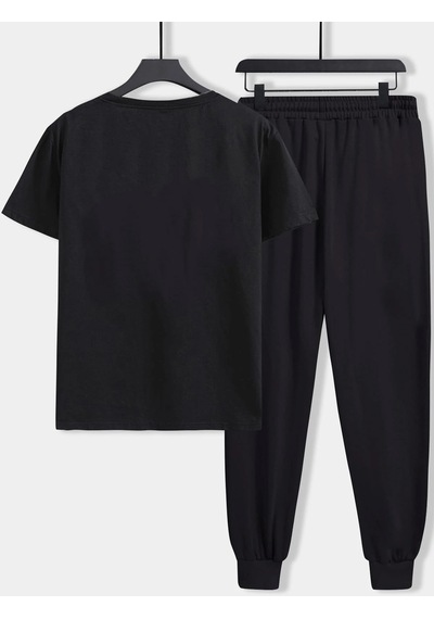 Uyguntarz Unisex Kalp 2'li Eşofman Takımı Siyah