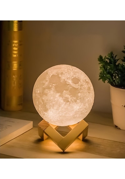 Dekoratif Ayaklı 12Cm 3D Ay Gece Lambası Çok Renkli