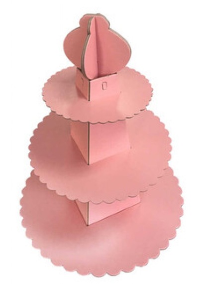 Cup Cake Standı Piramit Modeli Düz Renk Pembe Pk:1 +3