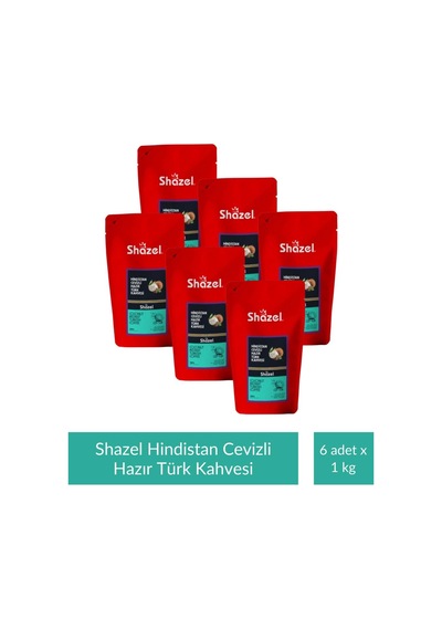 Shazel Hindistan Cevizli Hazır Türk Kahvesi 1 Kg X 6 Adet Türk Kahvesi