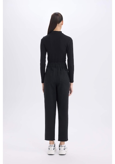 Defacto Paperbag Gabardin Kumaş Pantolon Cepli Standart Paça Gabardin Pantolon S2790az25spbk81 Siyah