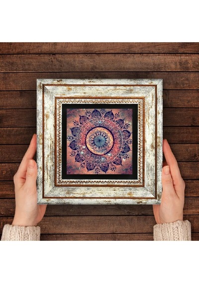 Mandala Taş Duvar Tablosu - Çerçeveli Taş Tablo - Dekoratif Duvar Sanatı - Modern Ev Ve Ofis Duvar Dekoru T1-226