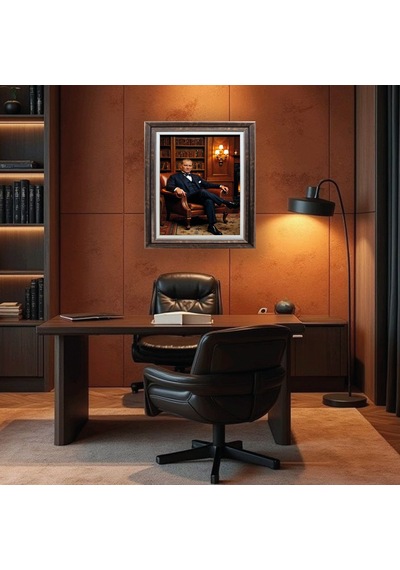 Çerçeveli Deri Atatürk Tablosu 25 Çerçeveli Tablo 61x81 Cm Diğer
