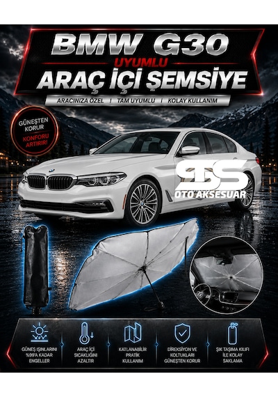 Bmw G30 Araç Ön Cam Güneşliği Katlanabilir Şemsiye Oto Güneşlik Uv Korumalı Gölgelik Araba Oto Şemsiyesi