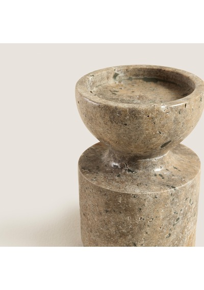 Silver Travertine Aura Küçük Mumluk Natural