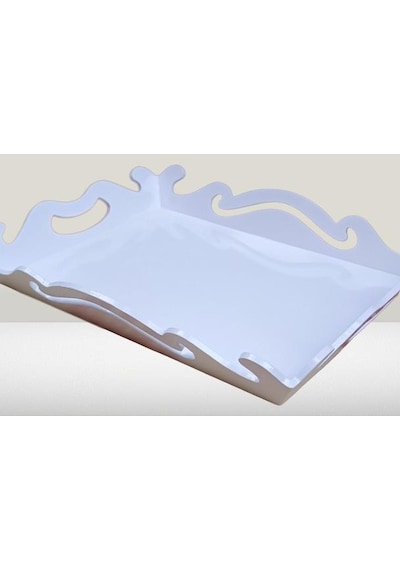 Hobi Adn Dekoratif Tepsi Dalgalı Ahşap Mdf Parlak Beyaz Model El Yapım