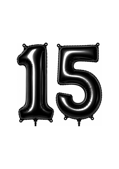 15 Rakam Folyo Balon Siyah Rengi 76 Cm