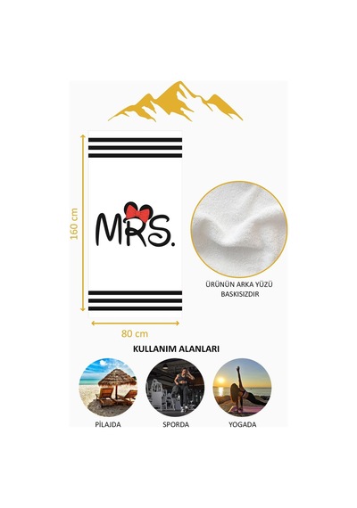 Dijital Baskı Plaj Deniz Havlusu Mrs Mickey Desenli Peştamal Hvl0101 Renkli