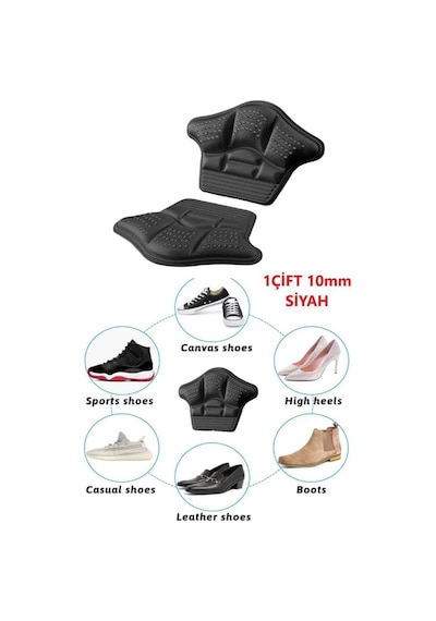 Ortopedik Spor Ayakkabı Topuk Vurma Önleyici Koruyucu 10 MM Siyah