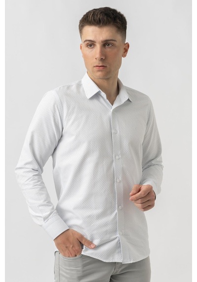White Stone Affoltern Am Albis G16252 Regular Fit Armürlü Pamuklu Gömlek Mavi-mavi Mavi