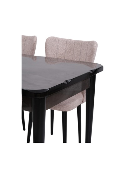 Duru Mdf Lak Panel Açılır Yemek Mutfak Masası 90x160 Siyah