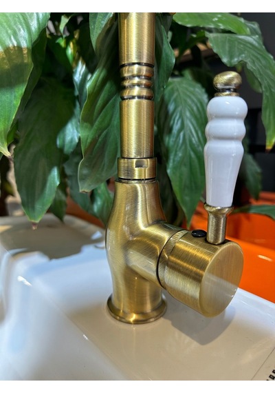 İsaoğlu Yapı Antik Gold Lavabo Bataryası Zen Design Kolay Abdest Yüksek Lavabo Musluğu Mat Antik Gold