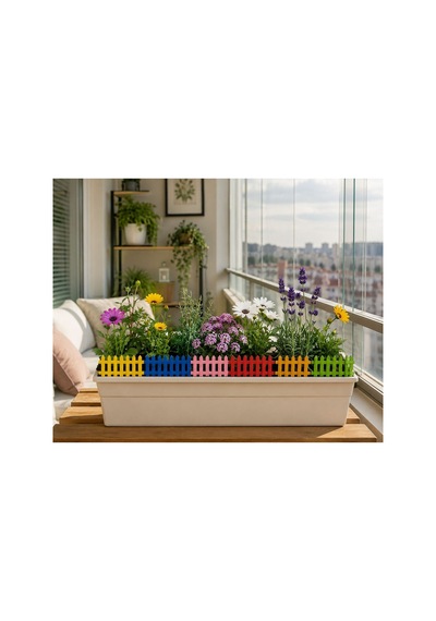 Arliadesign Ahşap Saksı Süsü Seti Renkli Çit, Mantar, Çim Ve Bitki Dekoru 42 Parça 3 Mm Mdf