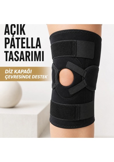 Açık Patella Ligamentli Dizlik Yan Destekli Esnek Ayarlanabilir Diz Desteği