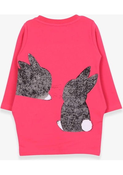 Breeze Kız Çocuk Tunik Tavşan Desenli 1.5-5 Yaş, Pembe-pembe Pembe