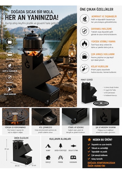 Eylux Roket Soba, Rocket Stove 37x30x12 Kamp Ocağı, Odun Veya Pelet Kolay Yakıt Besleme Kapağı Ve 800 Derece Isıya Dayanıklı 2 Mm Çelik Üretim Siyah Eylux Roket Soba, Rocket Stove 37x30x12 Kamp Ocağı, Odun Veya Pelet Kolay Yakıt Besleme Kapağı Ve 800 Derece Isıya Dayanıklı 2 Mm Çelik Üretim Siyah