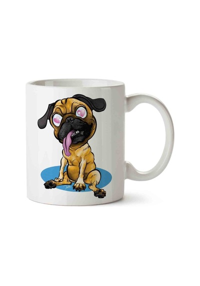Pug Love Köpek Porselen Kupa Bardak Beyaz