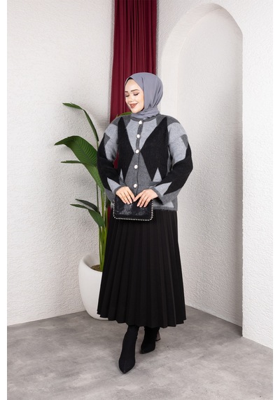 Hira Life Fashion Kadın Önü Düğmeli Şardonlu Cepli Ve Baklava Desenli Triko Hırka Siyah Siyah Hira Life Fashion Kadın Önü Düğmeli Şardonlu Cepli Ve Baklava Desenli Triko Hırka Siyah Siyah
