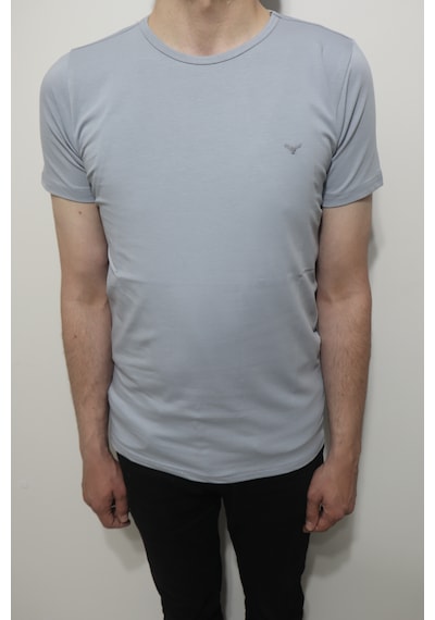 Santa Dmctekstil Erkek Tshirt-091 Düz Spor Kesim Dar Kalıp Bisiklet Yaka Basic T-shirt Gri