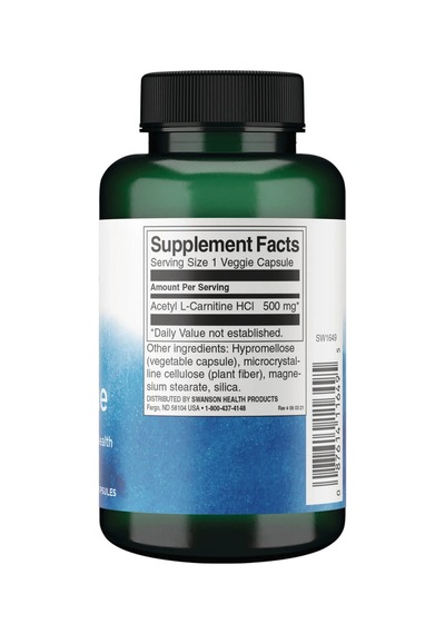 Swanson Nutrition Acetyl L-carnitine 500 Mg 100 Kapsül Gıda Takviye