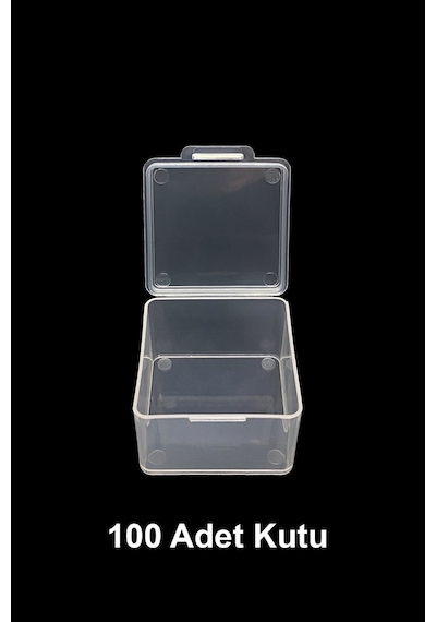 Plastik Şeffaf Küçük Kutu 4.5 x 4.5 x 2.5 CM 100 Adet Şeffaf