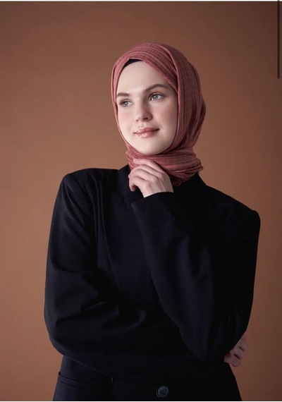 Modakaşmir Misto Pamuk Marsala Renk Şal Gül