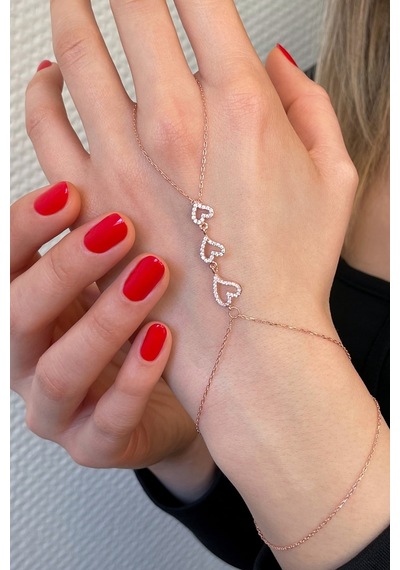 925 Ayar Gümüş Rose Kalpler Şahmeran - 45099801 Rose Gold