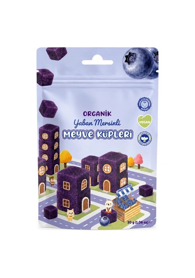 Mey İthalat Natural Organik Yaban Mersinli Meyve Küpleri 30gr