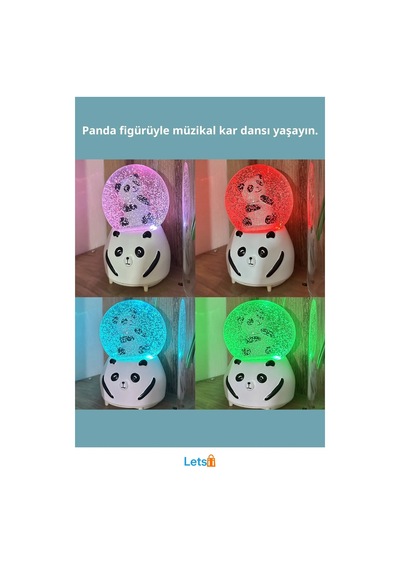 Müzikli Işıklı Büyük Boy Panda Kar Küresi 1 Adet