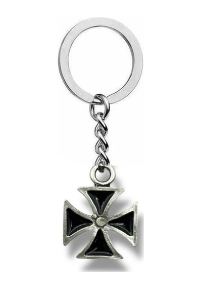Siyah Kare Haç Figürlü Metal Anahtarlık Unisex Gotik & Alternatif Aksesuar