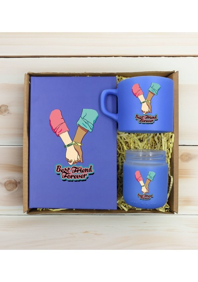 Bk Gift Kişiye Özel İsimli Dtf Best Friend Temalı Mavi Defter & Kahve Fincanı & Mum Hediye Seti-5, Arkadaşa Hediye, Doğum Günü Hediyesi Kobitmeyencom3