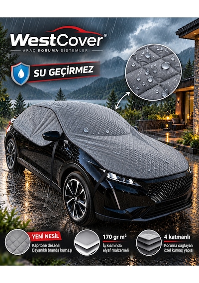 Bmw 2 Serisi 216d Uyumlu Gri Yeni Nesil Kapitone-ekstra Dayanıklı Oto Yarım Branda-premium Yarım Oto Branda 4 Mevsim Dolu,kar,güneş, Yağmur Ve Uv Korumalı