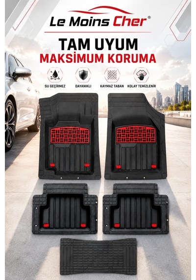 Volkswagen Crafter Panelvan Havuzlu Oto Paspası Kaymaz Taban Dayanıklı Enerji Kırmızı