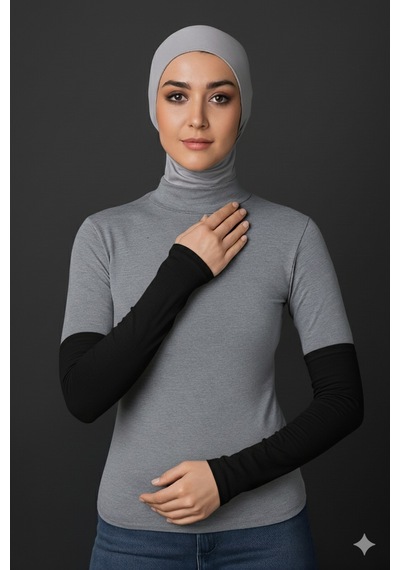 Sonbaharmoda Kadın Tesettür Likralı Esnek Düz Penye Kolluk Siyah