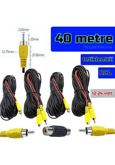 40 Metre Araç Kamerası Video Kablosu Tetiklemeli Rca Soket