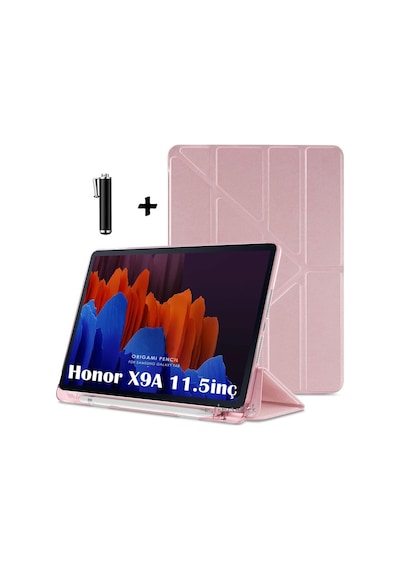 Honor Pad X9a 11.5inç Kılıf Kalem Bölmeli Üçgen Katlanabilir Standlı Yumuşak Silikon Kapak