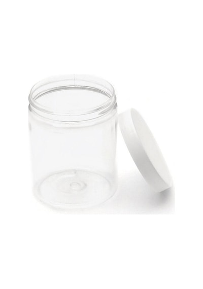 300 Ml - Şeffaf Pet Plastik Kavanoz - Beyaz Kapak - 5 Adet