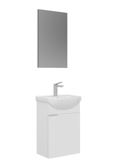 Orka Purus 45 Cm Parlak Beyaz Düz Aynalı Banyo Dolabı Takımı Asma Beyaz