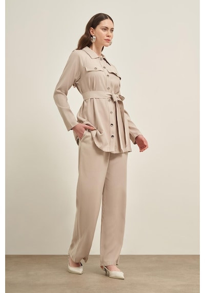 FTZ Women Ftz Pantolonlu Takım Taş 31030 Taş