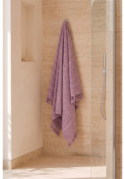 Bağlamalı Banyo Havlusu %100 Pamuk, 70x140 Cm, Jakarlı Duş, Vücut, Plaj Havlusu Dayanıklı, Hızlı Kuruyan Mürdüm